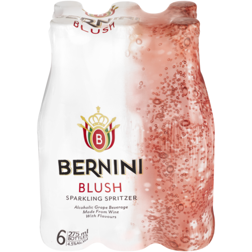 Bernini Blush Sparkling Grape Frizzante Bottles 6 x 275ml