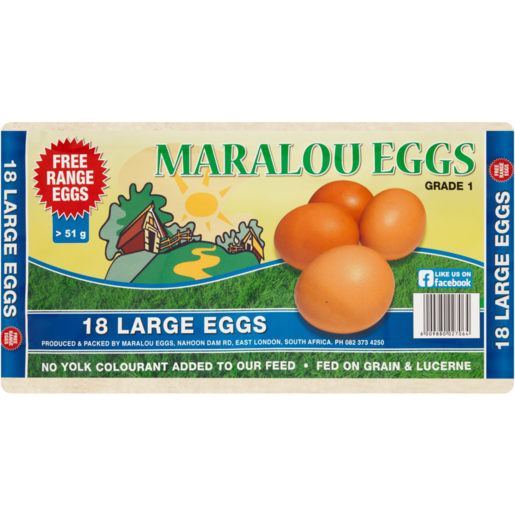 Maralou Eggs Large Free Range Eggs 18 Pack