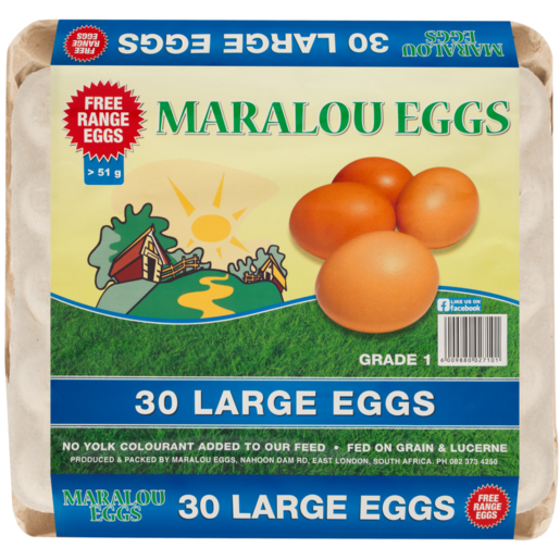 Maralou Eggs Large Free Range Eggs 30 Pack