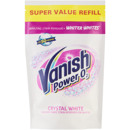 Vanish Power O2 Crystal White Fabric Stain Remover For Whites Refill 520g