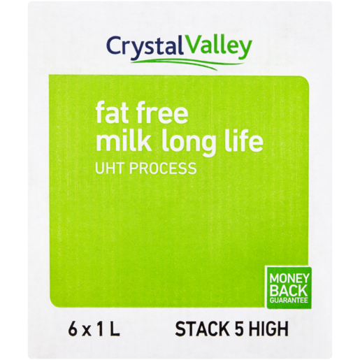 Crystal Valley Fat Free Long Life Milk 6 x 1L