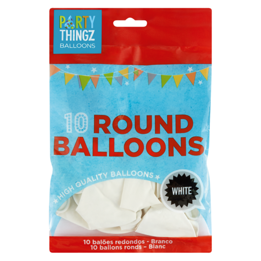 Party Thingz White Round Balloons 10 Pack