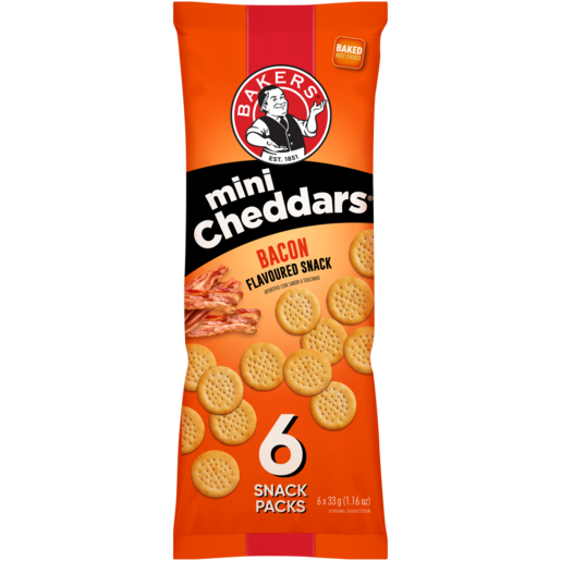 Bakers Bacon Flavoured Mini Cheddars Pack 6 x 33g