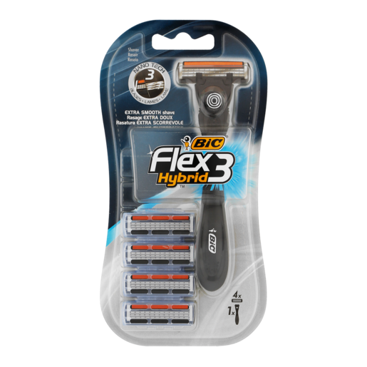 BIC Flex 3 Hybrid Men's Disposable Razors Blister Cartridges 1 Pack + 4