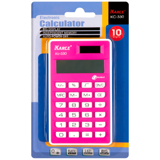 Karce KC-330 Pink & White Electronic Calculator