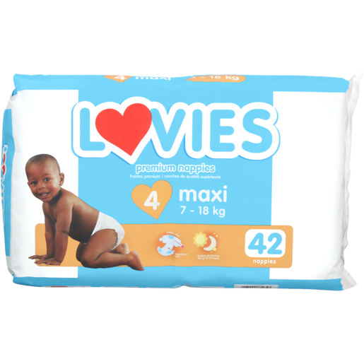 Lovies Maxi Premium Nappies 7 - 18kg 42 Pack