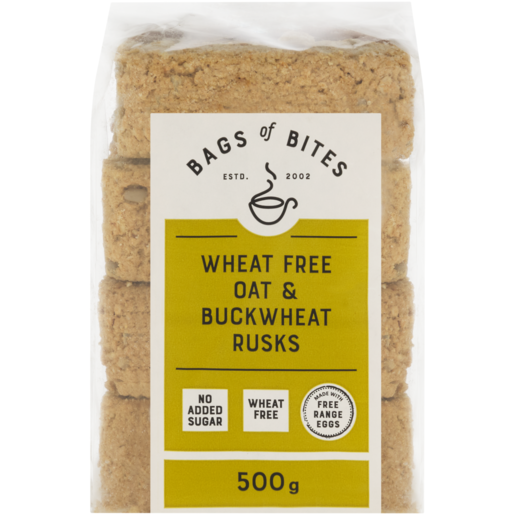 Bags of Bites Oat & Buckwheat Wheat Free Rusks 500g 
