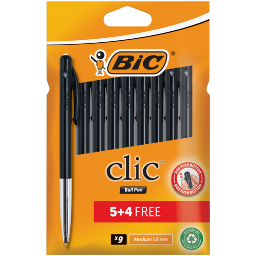 BIC Clic Medium Ball Black Pen 8 Pack