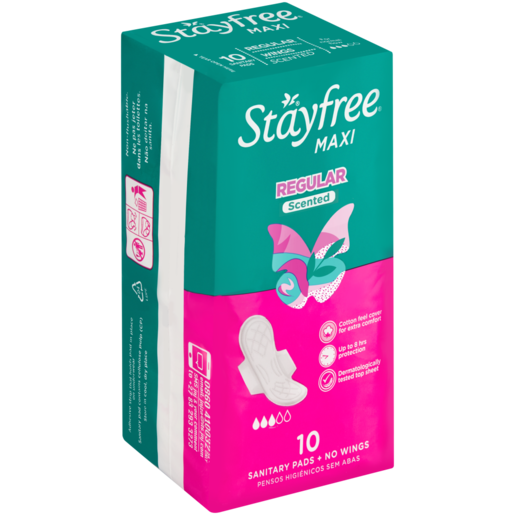 Stayfree Maxi Regular Scented Sanitary Pads With Wings 10 Pack