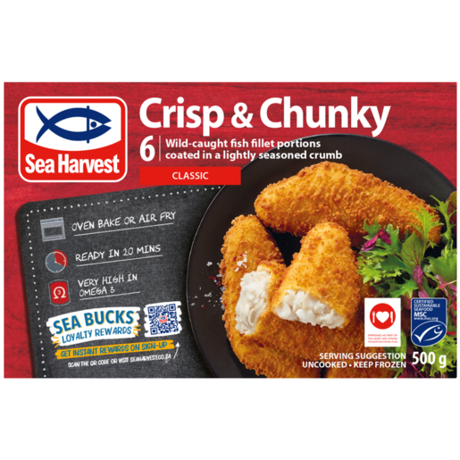 Sea Harvest Crisp & Chunky Classic Frozen Crumbed Fish Fillet Portions 6 Pack