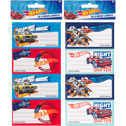 Hot Wheels Book Labels 16 Pack (Assorted Item - Supplied At Random)