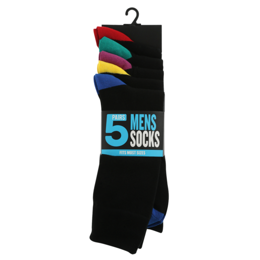Bare Basics Fancy Black Mens Socks 5 Pack