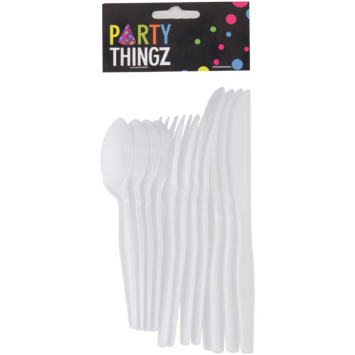 Party Thingz White Assorted Plastic Cutlery Set 12 Piece