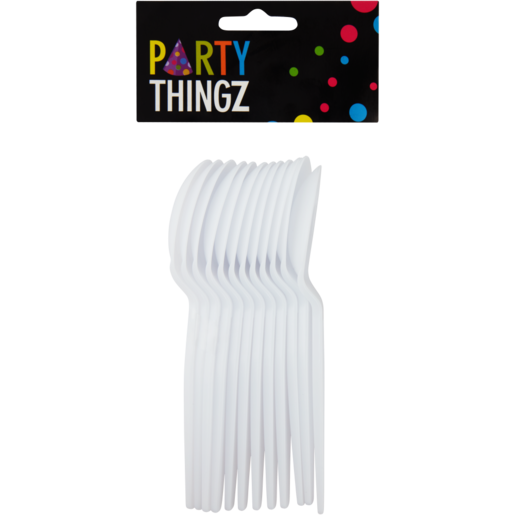 Party Thingz White Plastic Teaspoons 12 Pack