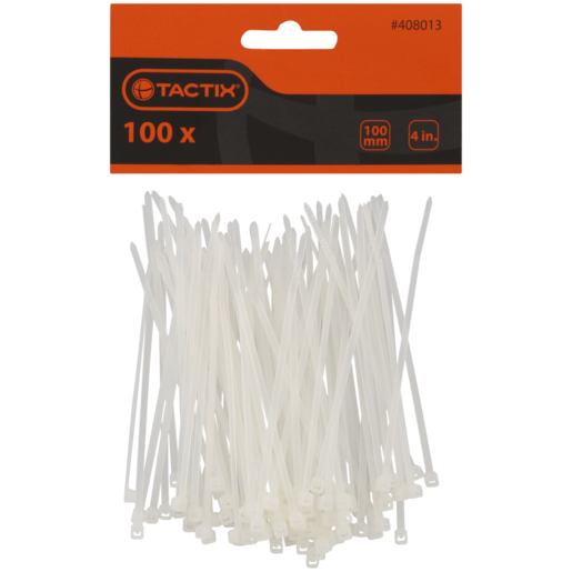 Tactix White Cable Ties 100mm 100 Pack