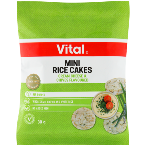 Vital Cream Cheese & Chives Flavoured Mini Rice Cakes Bag 30g