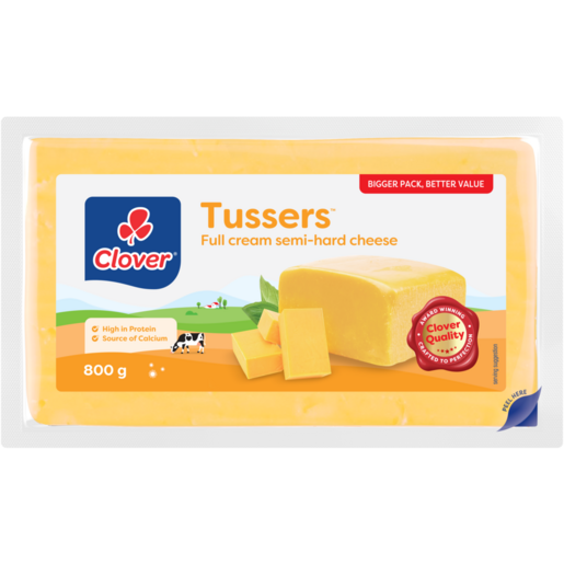 Clover Tussers Full Cream Semi-Hard Cheese 800g 