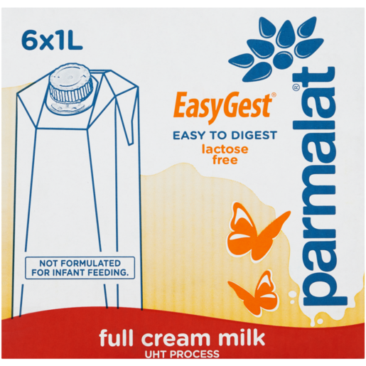 Parmalat EasyGest UHT Lactose Free Full Cream Milk Cartons 6 x 1L