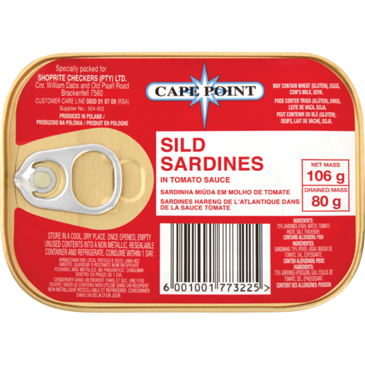 Cape Point Sild Sardines In Tomato Sauce 106g