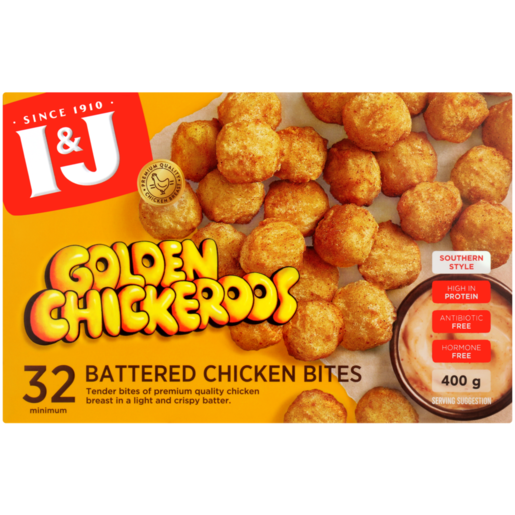 I&J Golden Chickeroos Frozen Southern Style Battered Chicken Bites 400g