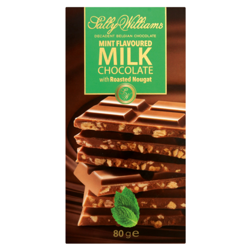 Sally Williams Mint Flavoured Milk Chocolate Slab With Roasted Nougat 80g