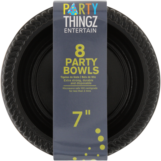 Party Thingz Black Plastic Party Bowls 8 Pack
