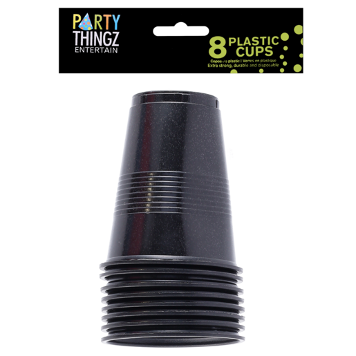 Party Thingz Black Plastic Party Cups 8 Pack