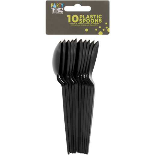 Party Thingz Black Plastic Spoons 10 Pack