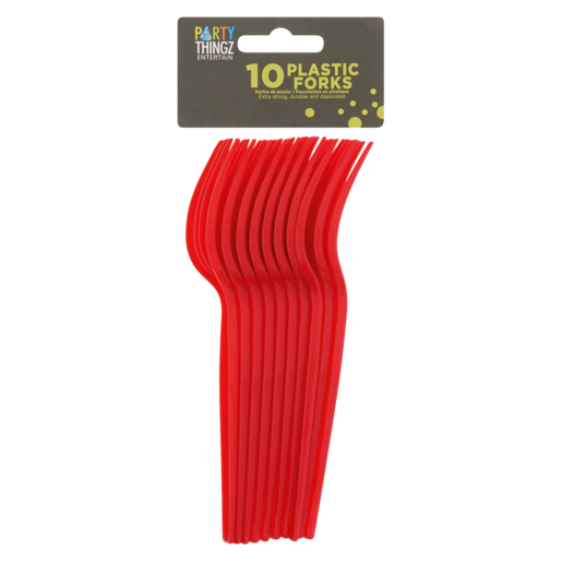 Party Thingz Red Cutlery Plastic Forks 10 Pack