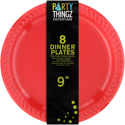 Party Thingz Red Plastic Dinner Plates 8 Pack