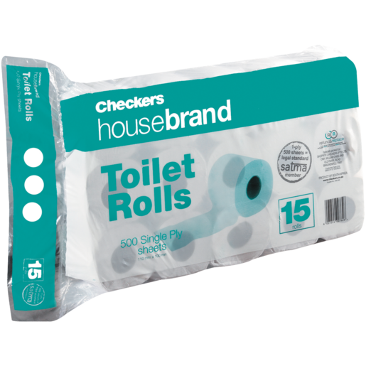Checkers Housebrand 1 Ply Toilet Rolls 15 Pack