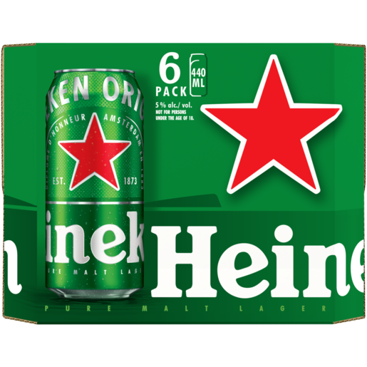 Heineken Premium Lager Beer Cans 6 x 440ml