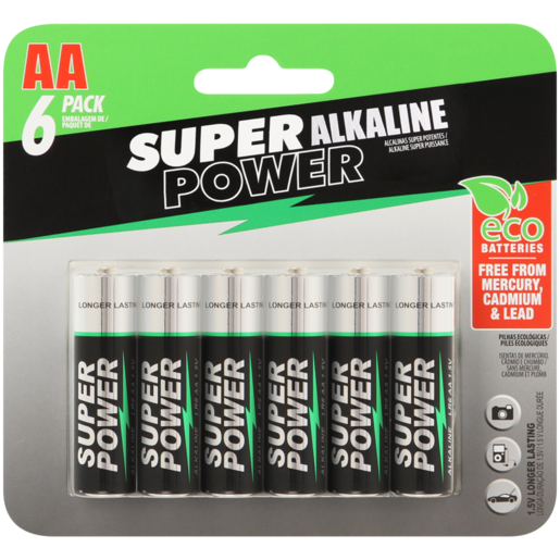 Super Power AA Alkaline Batteries 6 Pack