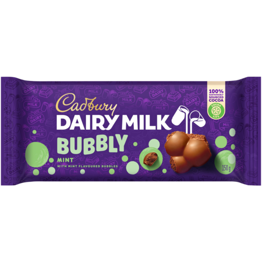 Cadbury Dairy Milk Bubbly Mint Chocolate Slab 150g