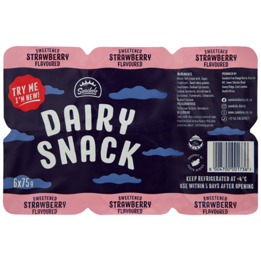 Sundale Strawberry Flavoured Sweetened Dairy Snack 6 x 75g