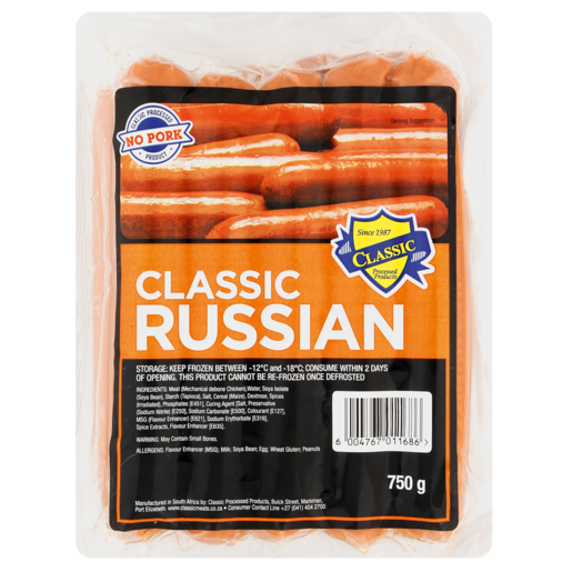 Classic Plain No Pork Russian Pack 750g