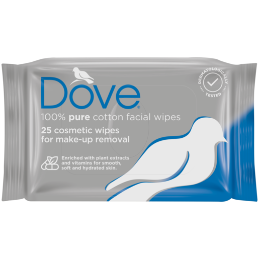 Dove Pure Cotton Cosmetic Wipes 25 Pack