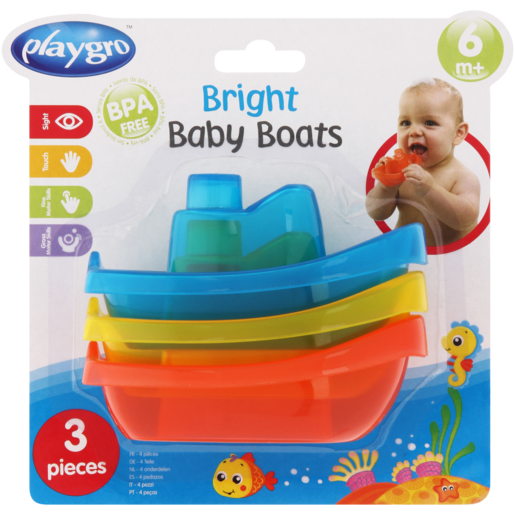 Playgro Bright Bath Boats Set 3 Piece