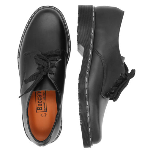 Buccaneer Mens Black Lace-Up School Shoes Size 6-10
