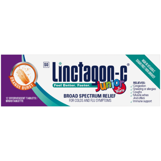 Linctagon-C Junior Orange Burst Effervescent Tablets 12 Pack
