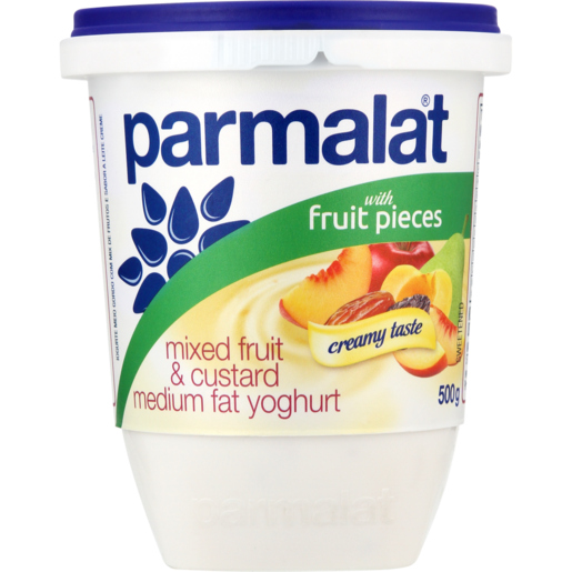 Parmalat Mixed Fruit & Custard Flavoured Medium Fat Yoghurt 500g