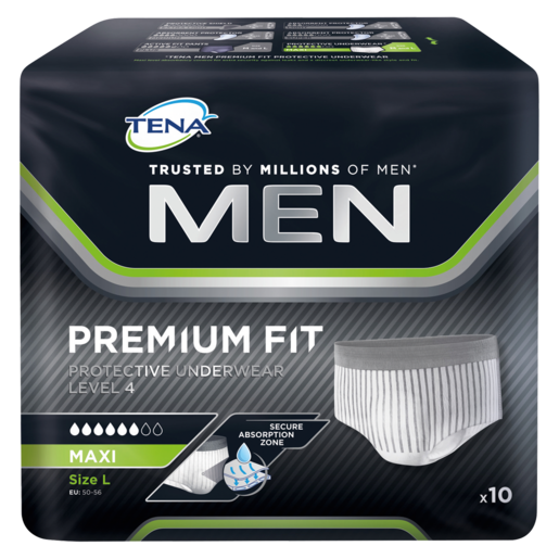 Tena Mens Large Premium Fit Protective Underwear 10 Pack