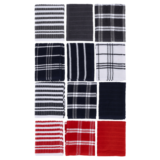 Essentials Terry Pose Kitchen Towels 3 Pack (Assorted Item - Supplied At Random)