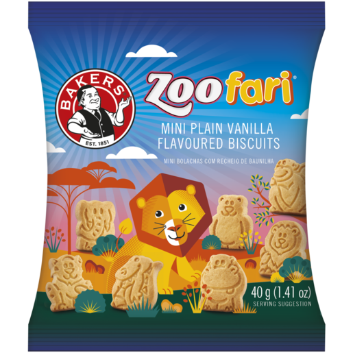 Bakers Zoofari Mini Plain Vanilla Flavoured Biscuits 40g