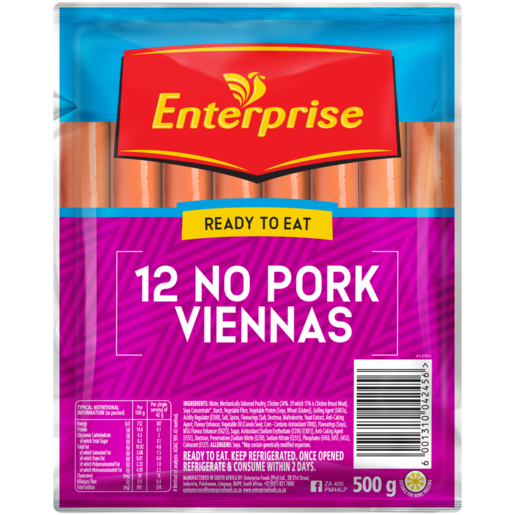 Enterprise Ready To Eat No Pork Viennas 12 Pack