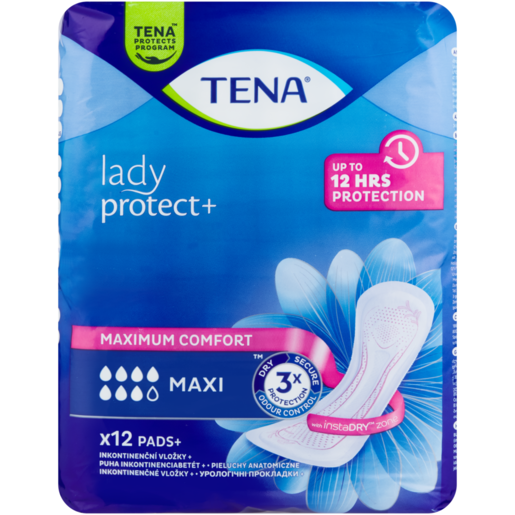 TENA Lady Maxi Flow Protect+ Incontinence Pads 12 Pack