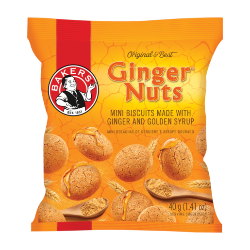 Bakers Ginger Nuts Mini Ginger & Golden Syrup Flavoured Biscuits 40g
