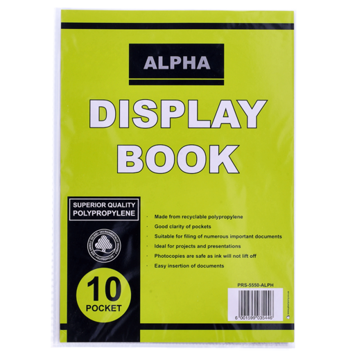 Alpha Yellow Display Book 10 Pocket