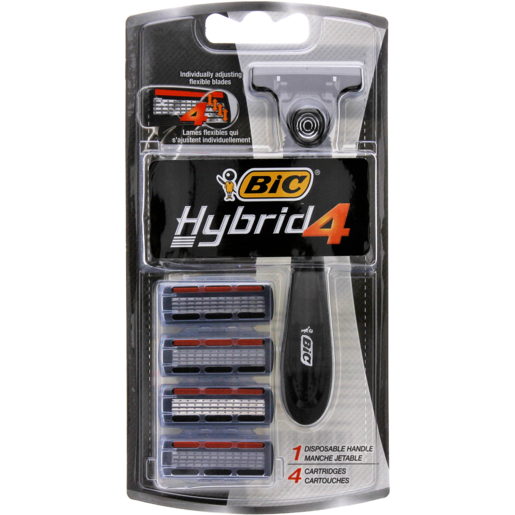BIC Flex 4 Hybrid Men's Disposable Razor Blister Cartridges 1 Pack + 4