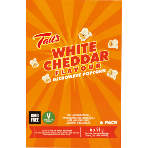 Tait's White Cheddar Flavour Microwave Popcorn 6 x 91g